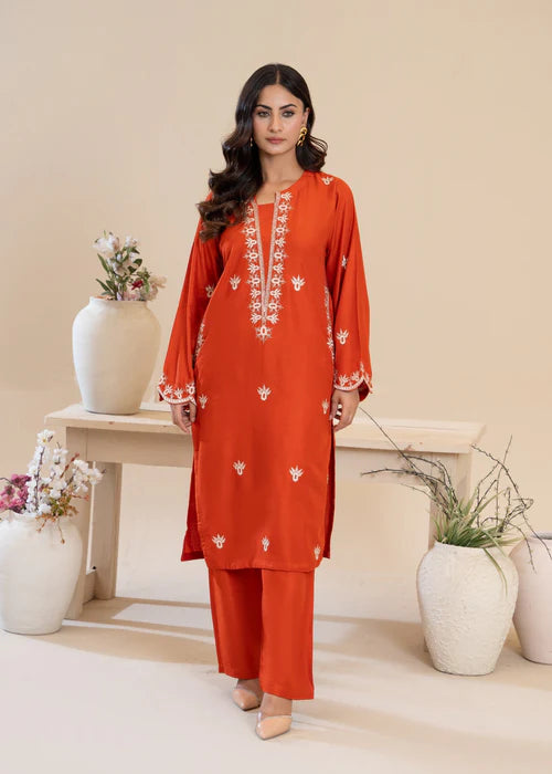 Ginger with Pockets Embroidered 2-Piece Stitched Suit for Women