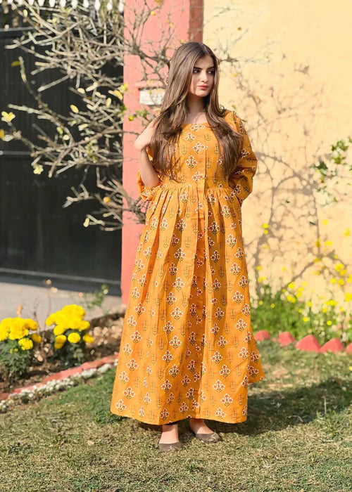 Honey 1-Piece Printed Cotton Long Frock