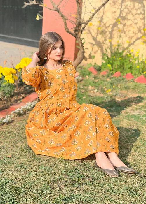 Honey 1-Piece Printed Cotton Long Frock