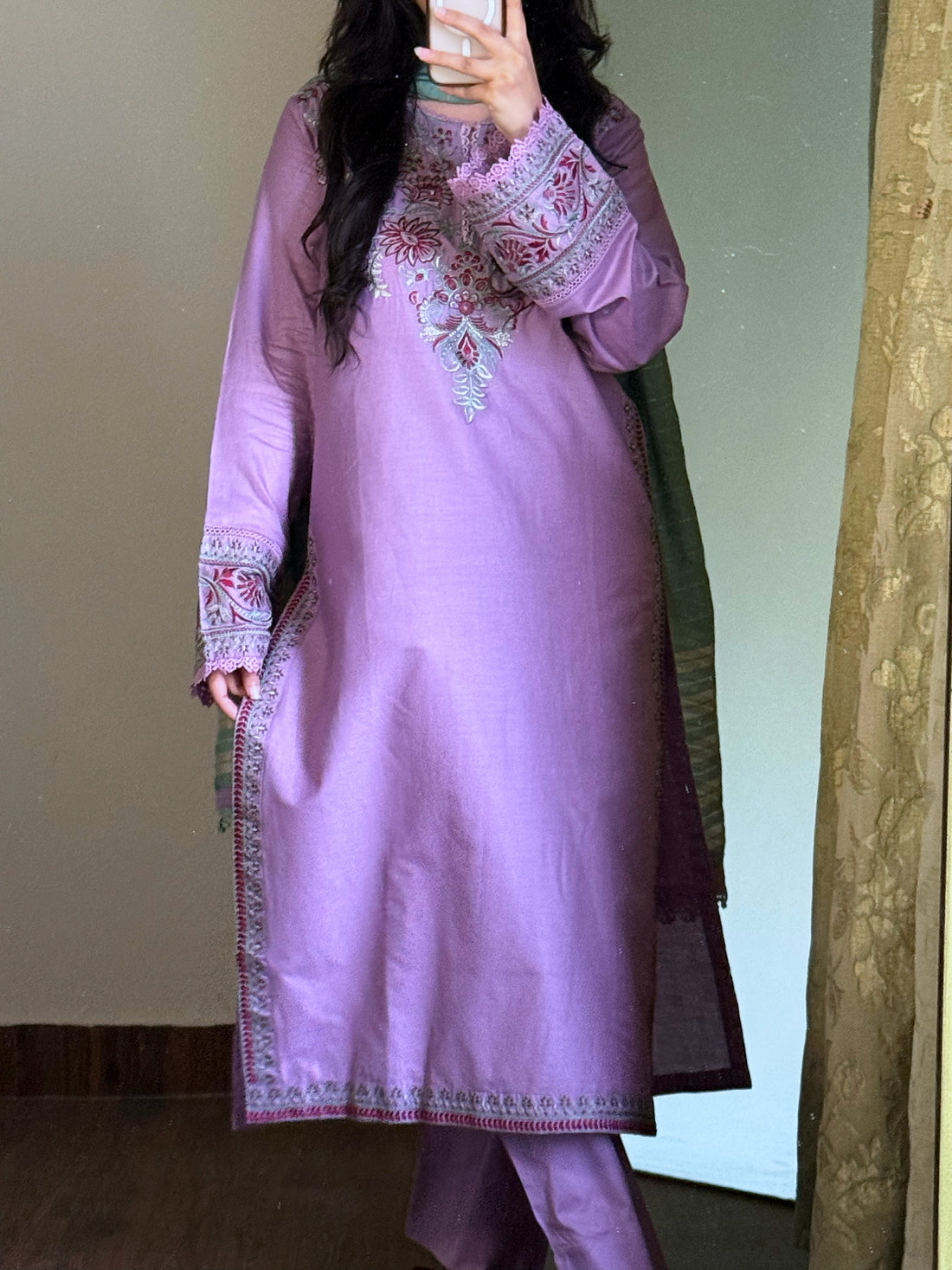 3 Piece - Lilac Embroidered Dress