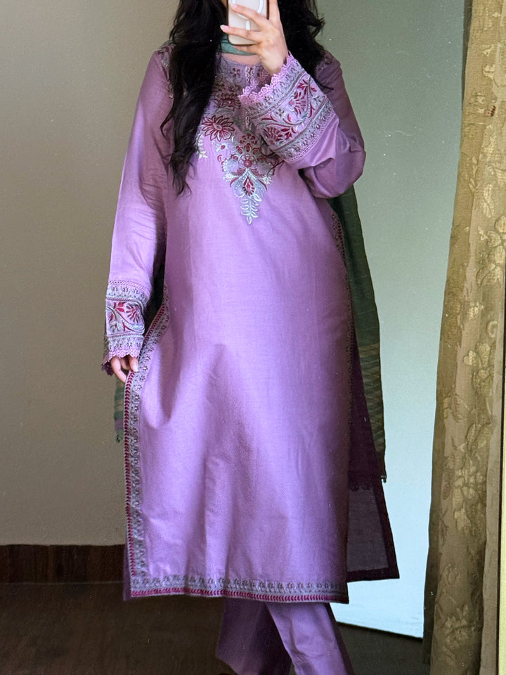 3 Piece - Lilac Embroidered Dress