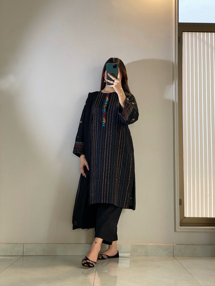 Hand-crafted black Embroidered Dress