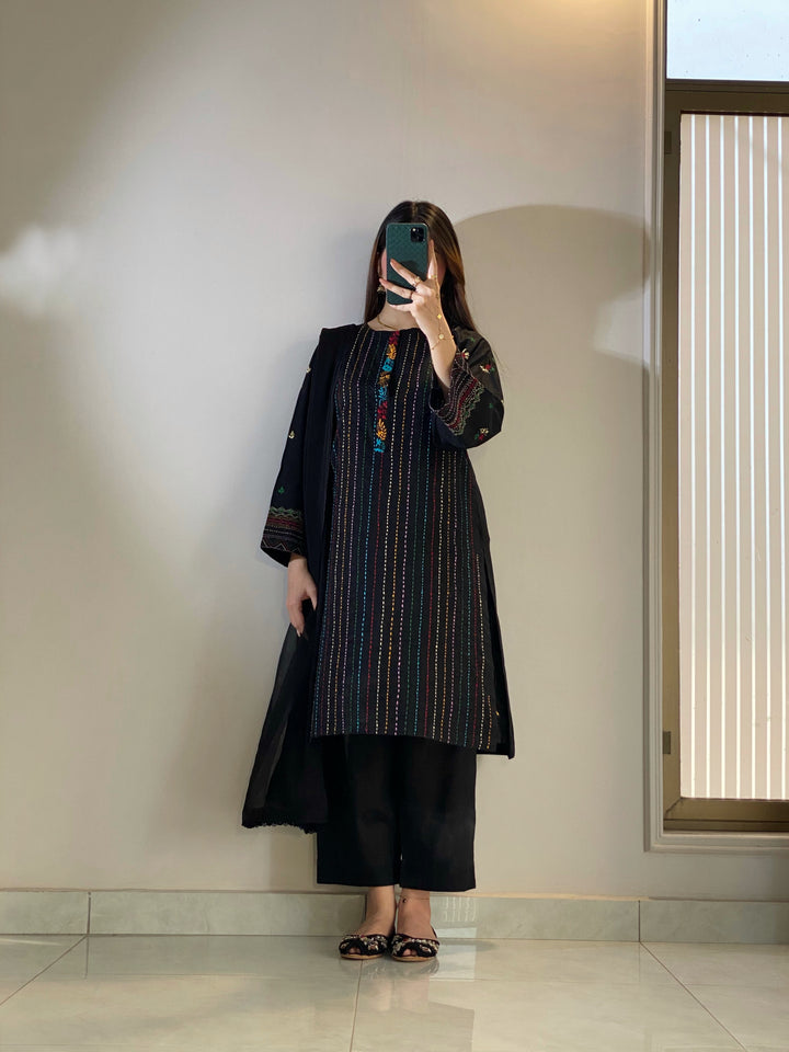 Hand-crafted black Embroidered Dress