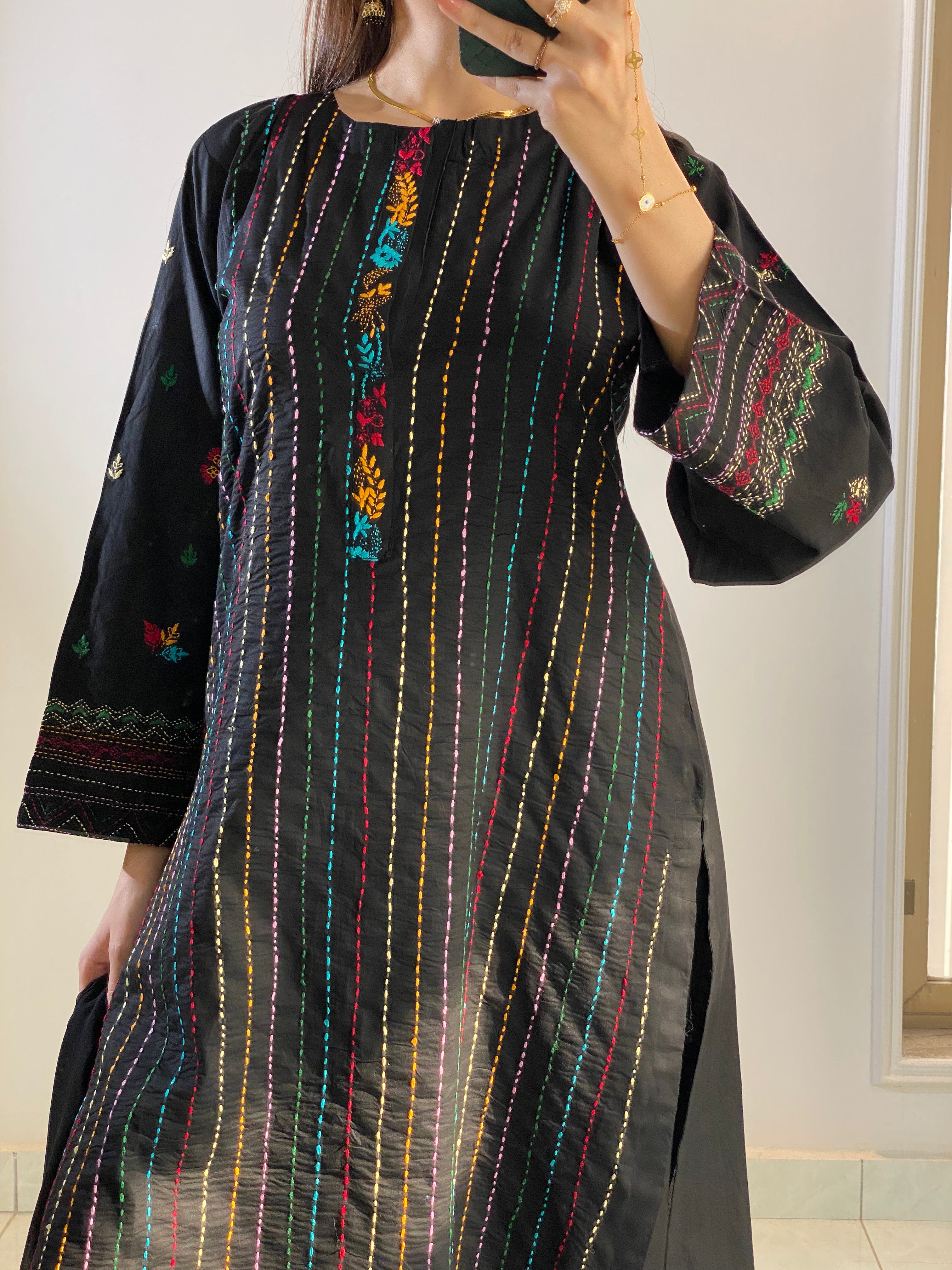Hand-crafted black Embroidered Dress