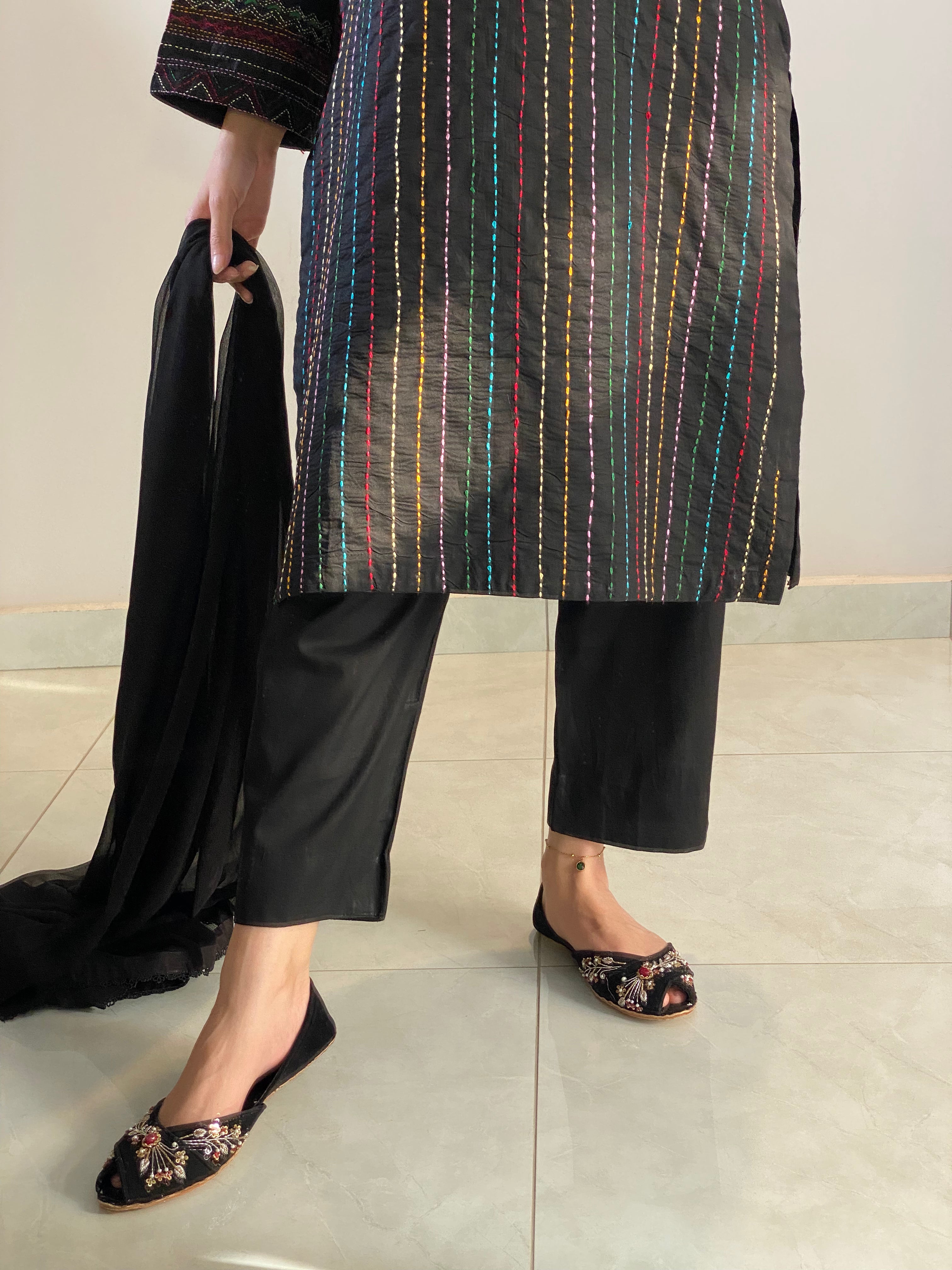 Hand-crafted black Embroidered Dress