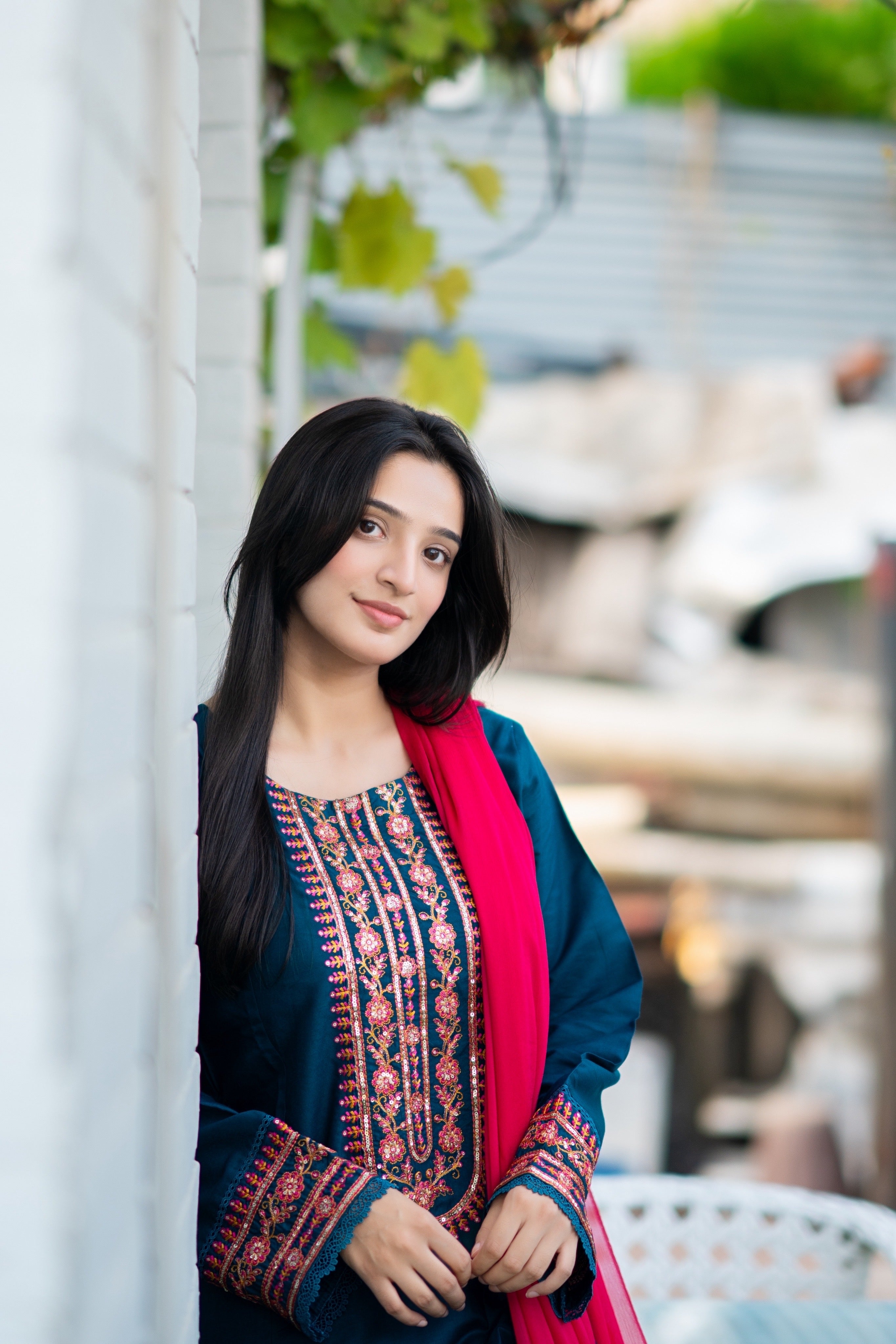 3 Piece - Zinc Blue Embroidered Dress