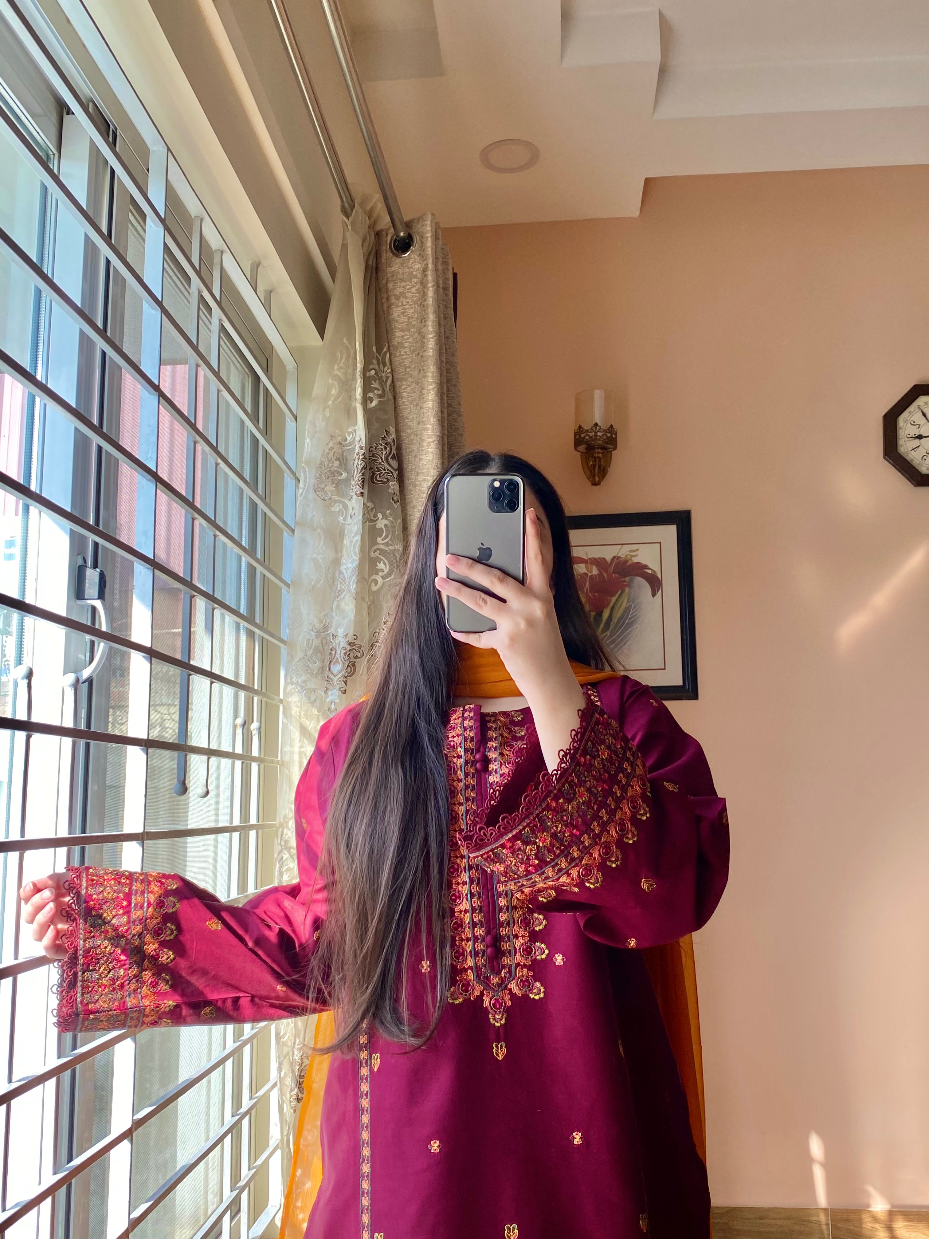 3 Piece - Carmine Embroidered Dress