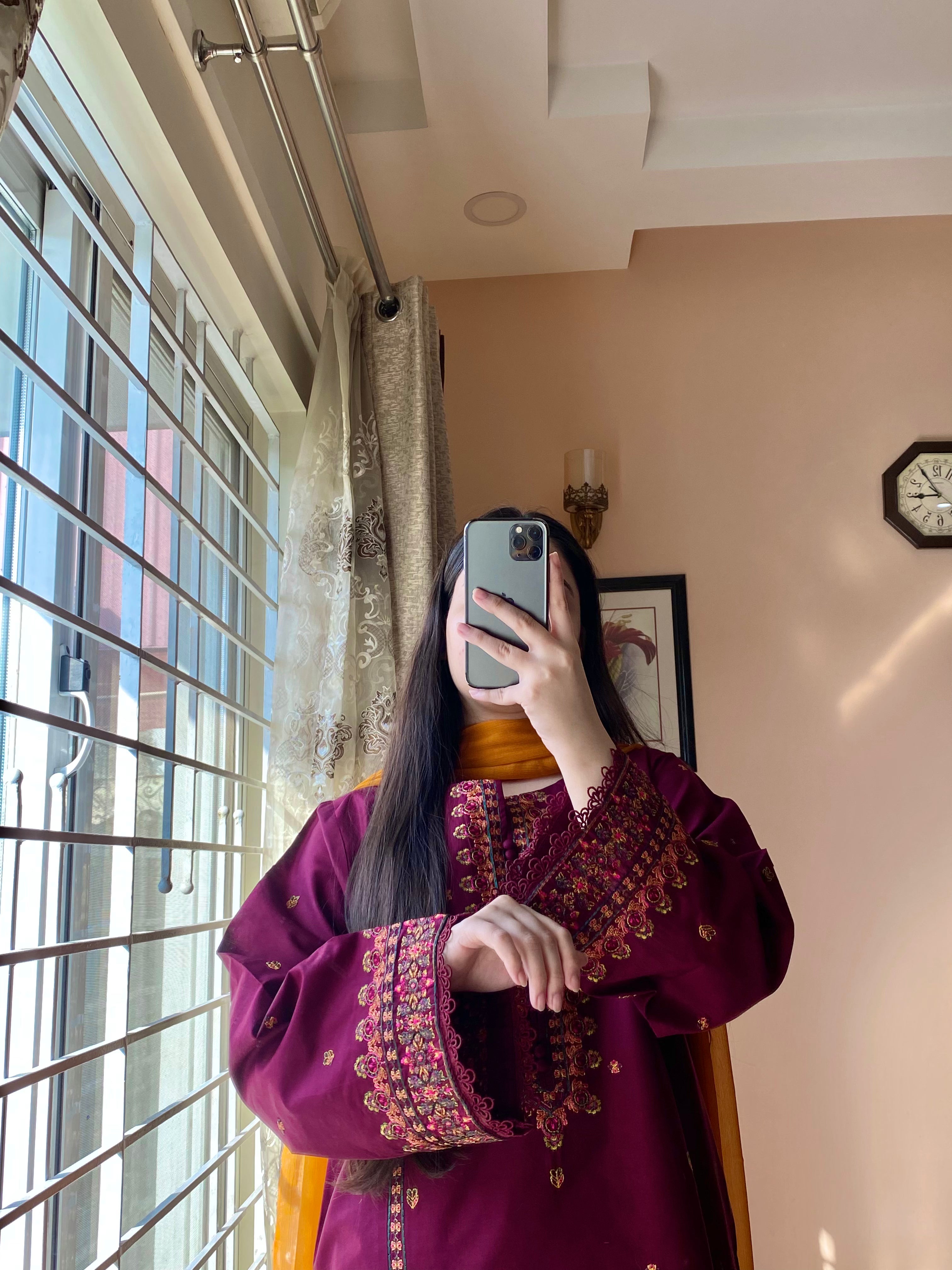 3 Piece - Carmine Embroidered Dress