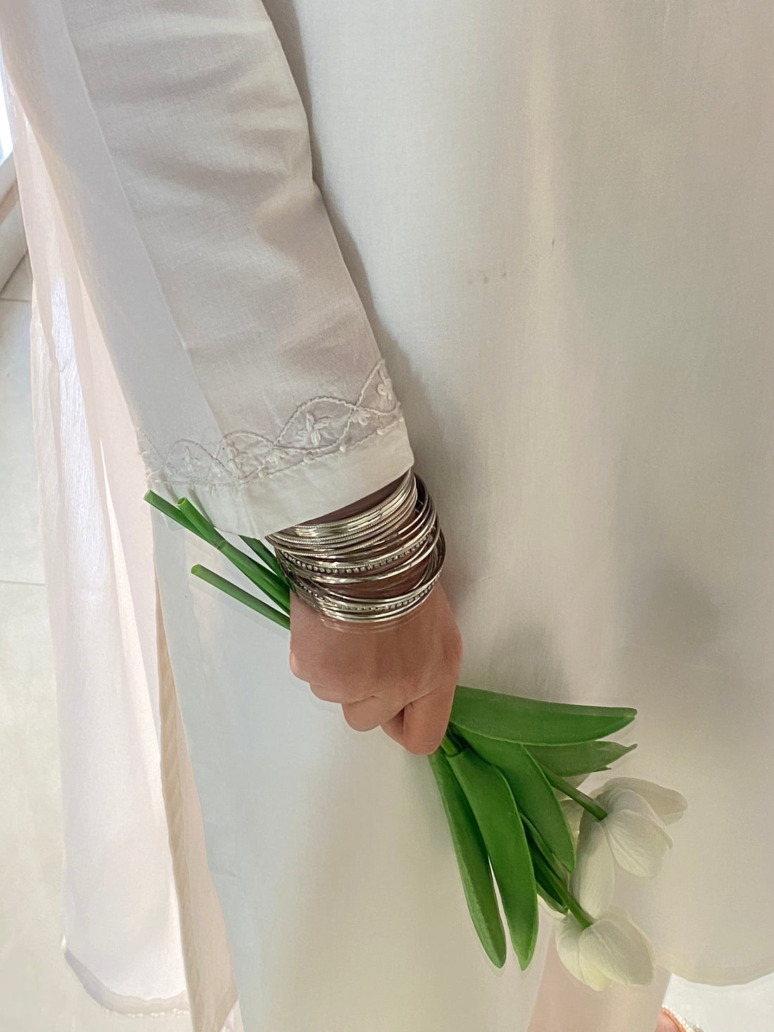 3 Piece - White Embroidered Dress
