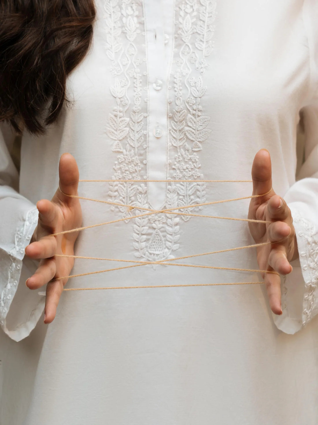 3 Piece - White Embroidered Dress