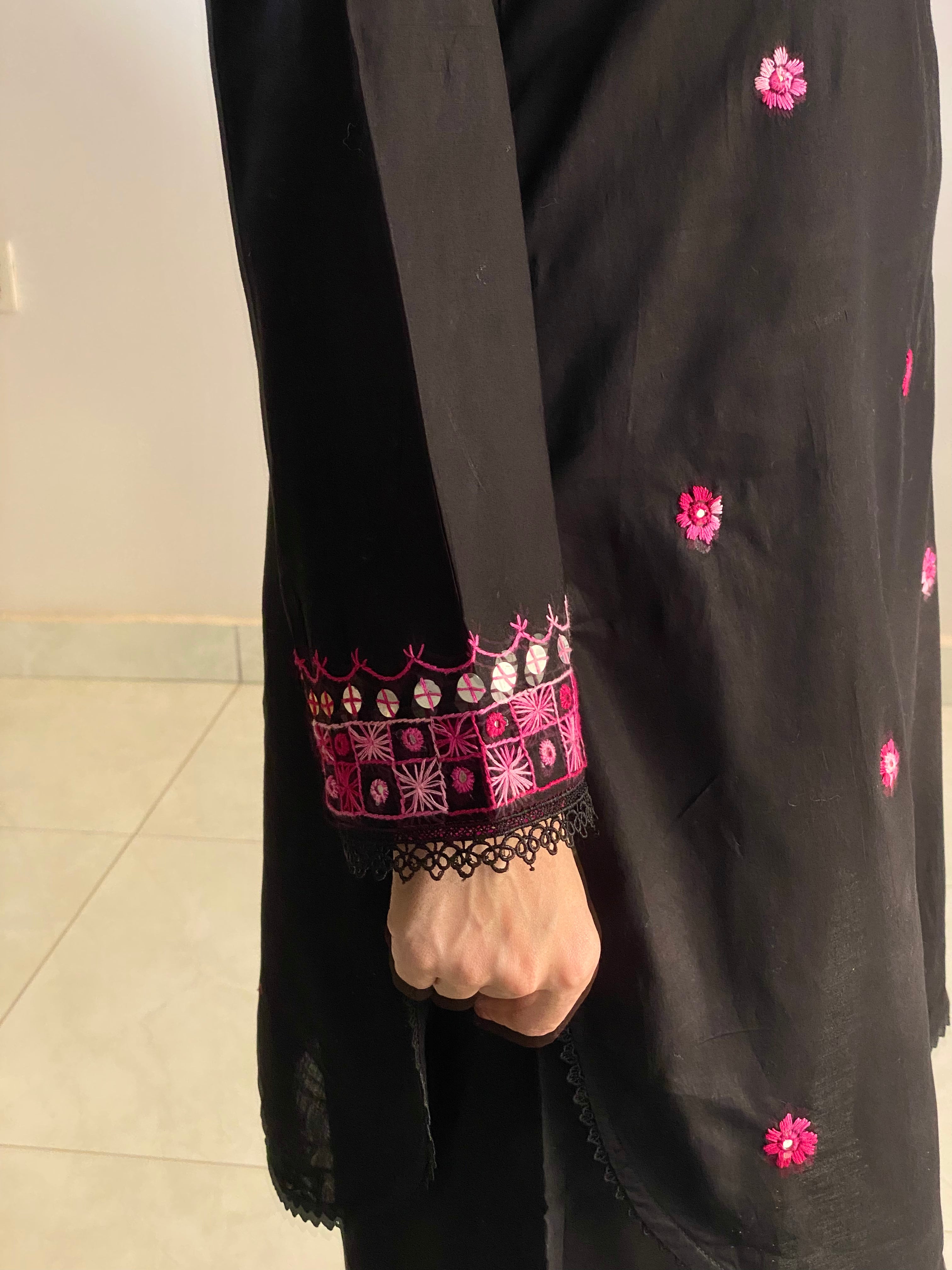 3 Piece - Gulnaar Black Handcrafted Dress