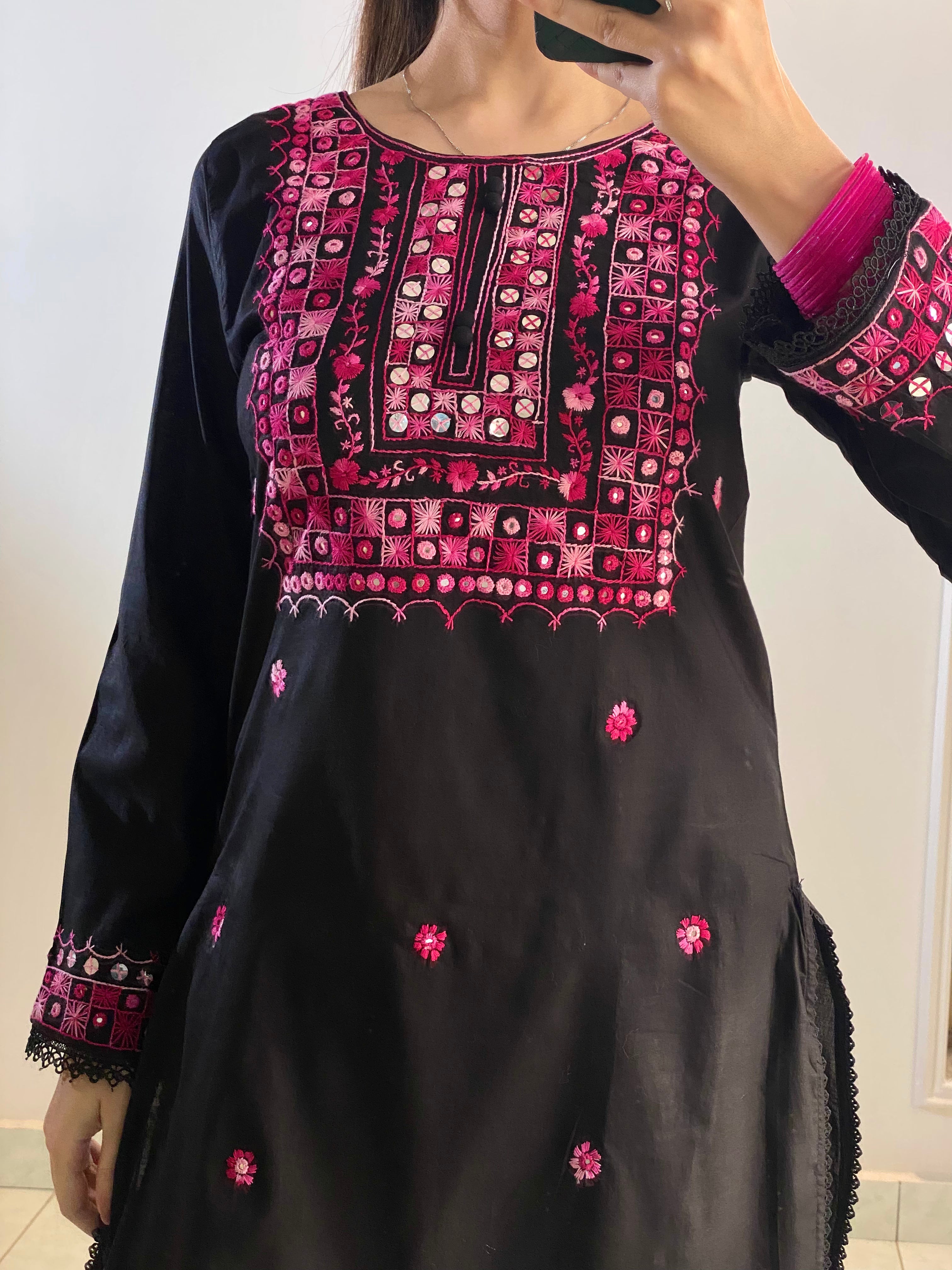 3 Piece - Gulnaar Black Handcrafted Dress