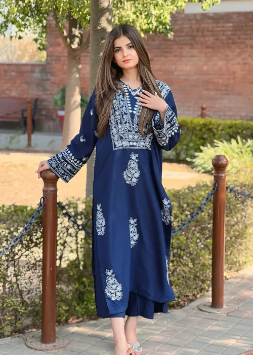 Iris Embroidered 2-Piece Stitched Suit for Women