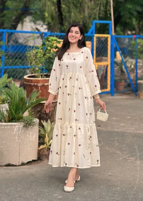 Rosey 1 -Piece Long Embroidered Frock for Women