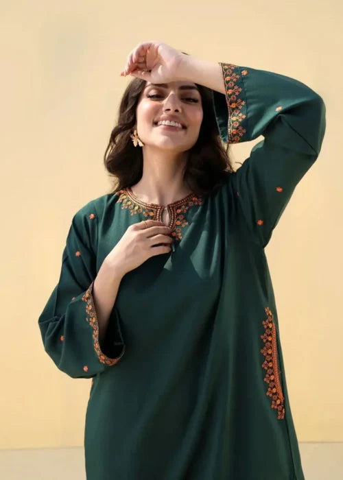 Apple Zinnia Embroidered 2-Piece Stitched Suit for Women