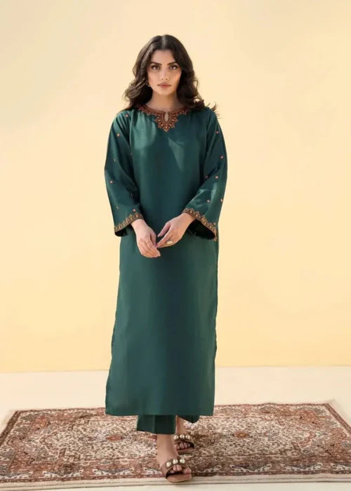 Apple Zinnia Embroidered 2-Piece Stitched Suit for Women