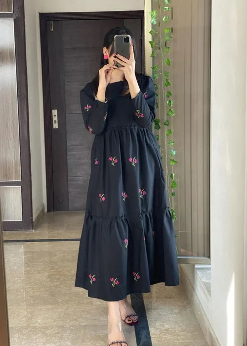 Coco 1-Piece Embroidered Cotton Long Frock for Women