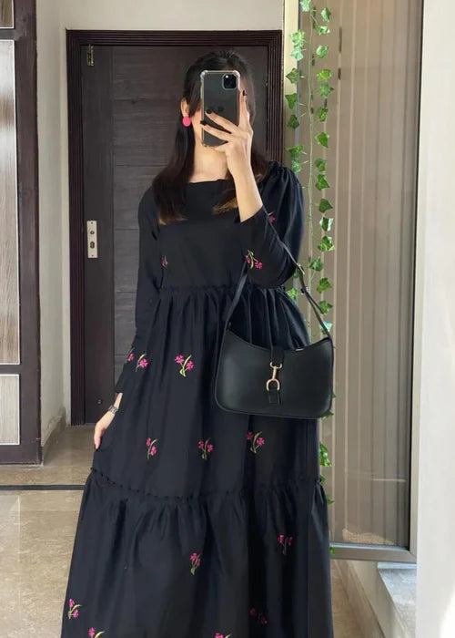 Coco 1-Piece Embroidered Cotton Long Frock for Women