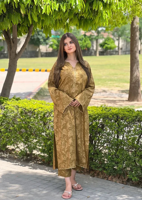 Amber Dust | Premium Screen Printed 2-Piece Set on Arabic Lawn