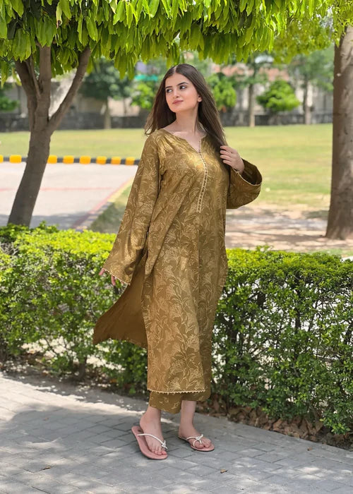 Amber Dust | Premium Screen Printed 2-Piece Set on Arabic Lawn